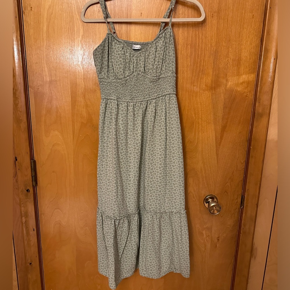 Hollister Sage Green Floral Midi Dress